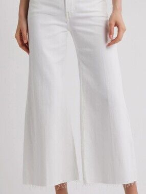 Madewell White Frayed-Hem Wide Leg Jeans